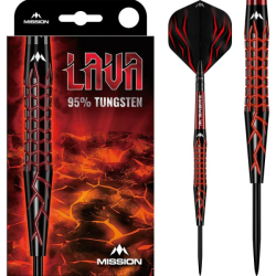 Mission Lava Darts Soft Tips 95% Black & Red Electro Plated 22 g